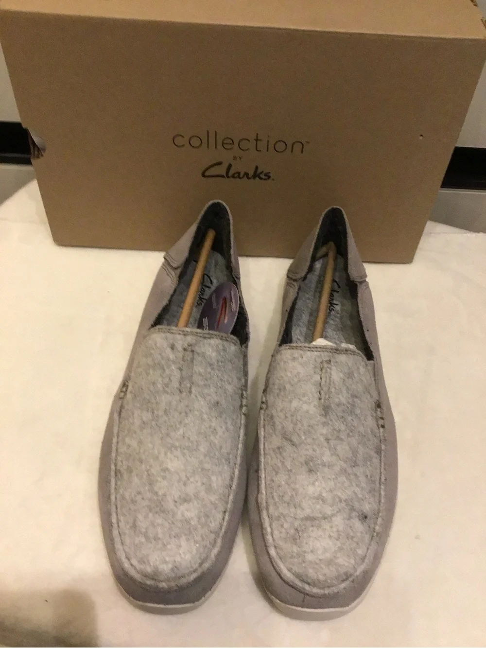 Clarks Gorwin Step Men's Grey Suede Loafers in grey suede, featuring a slip on